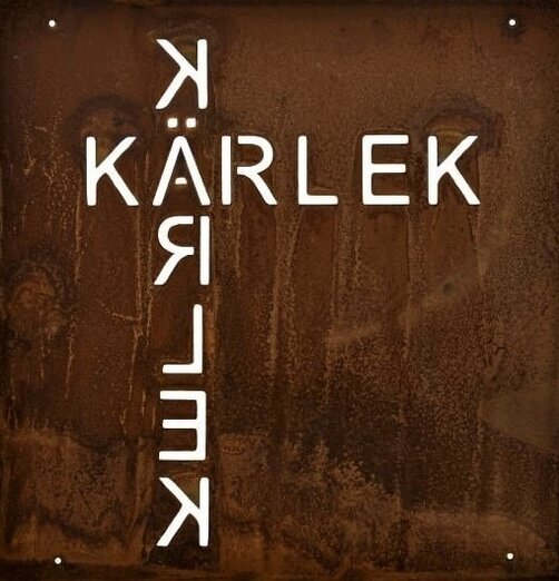 Skylt Kärlek Rost (armeringsnät) från Lind Decoration