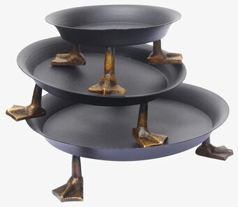 Foto av unika svarta fat med ankfötter i set om tre