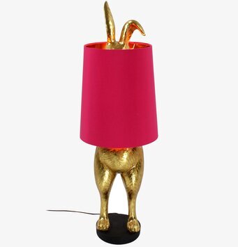 Bild av unik bordslampa med kanin och rosa skärm