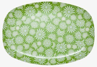 Bild av rektangulär tallrik med blommönster i grönt