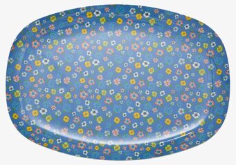 Bild av en färgglad, blommig tallrik med djup design