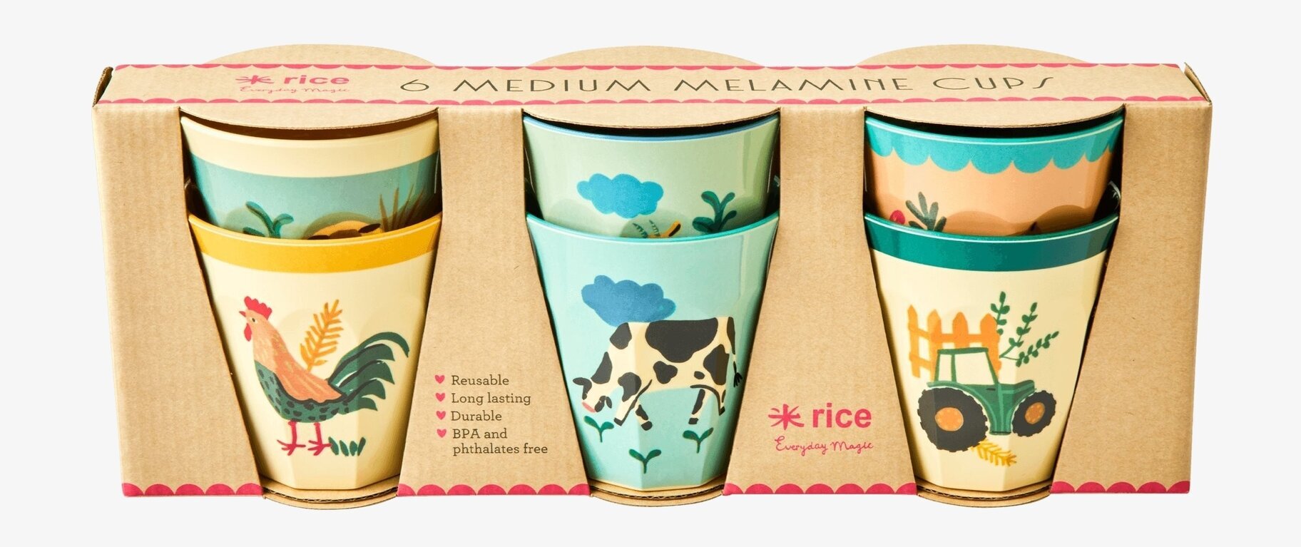 Bild av färgglada, lantliga muggar i pastellfärger