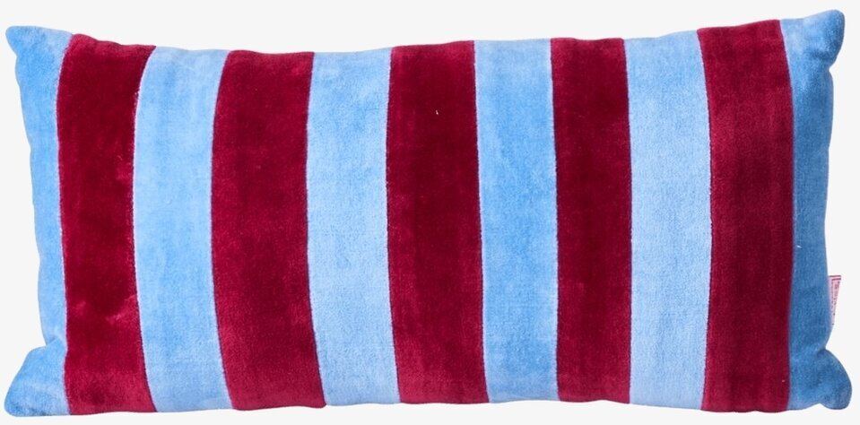Prydnadskudde Velvet Gendarme Blue & Maroon Stripes Small från Rice