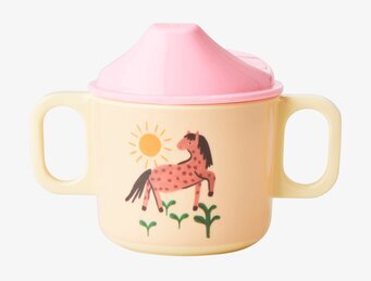 Bild av färgglad babymugg med lekfullt motiv