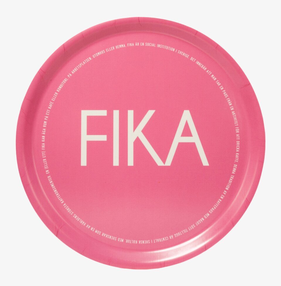 Bricka FIKA Rosa från I Love Design, rund och stark rosa