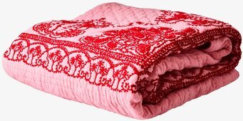 Bild av färgglatt överkast med broderade mönster