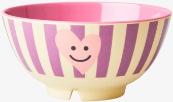 Bild av färgglad skål med hjärtmotiv och smiley