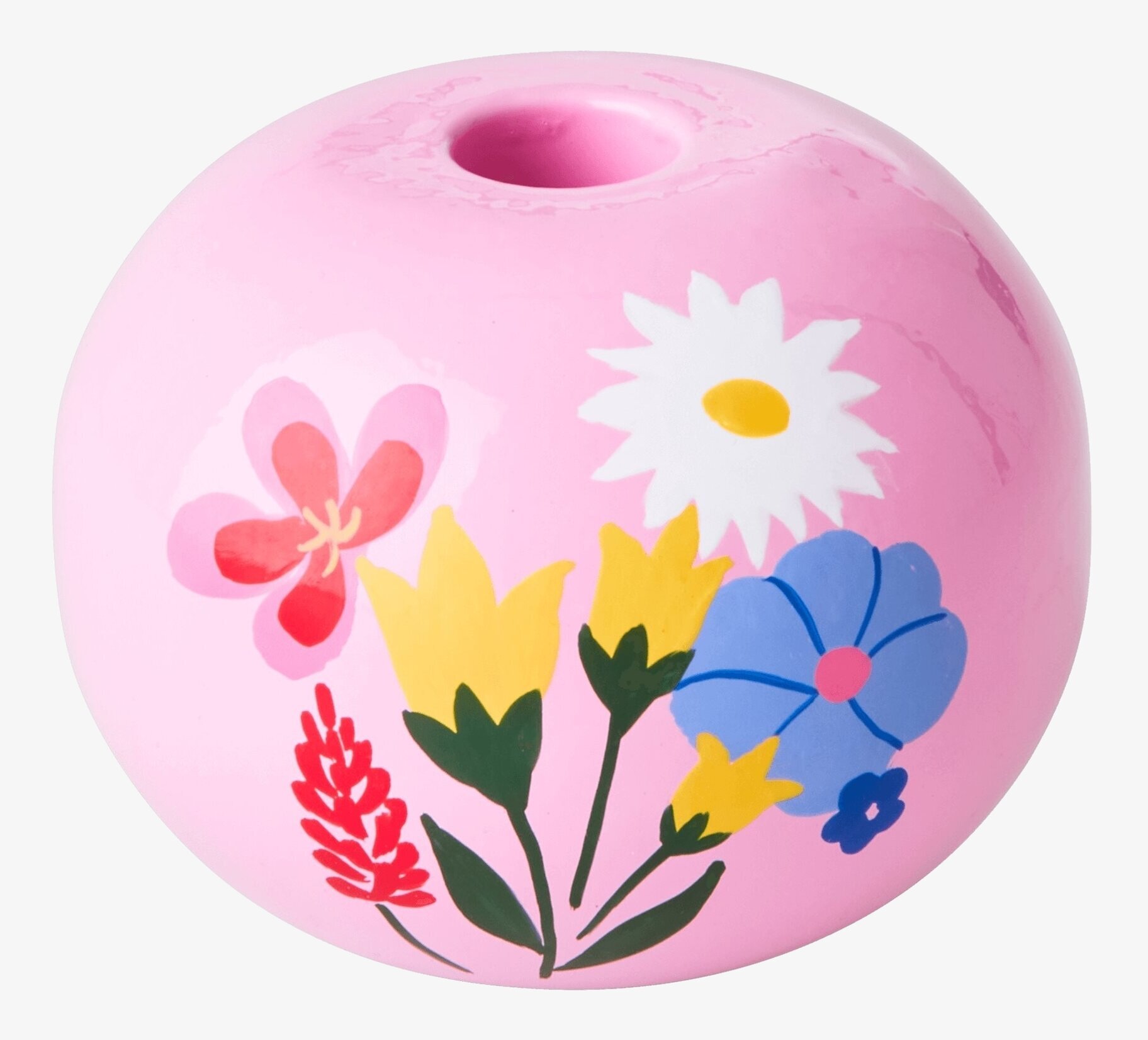 Bild av ljushållare med blommor och rosa nyans