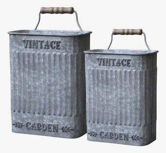 Bild av rektangulära zinkbehållare med vintage stil