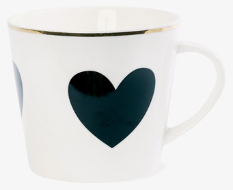 Bild av stilren kaffemugg med hjärtdesign och gyllene kant