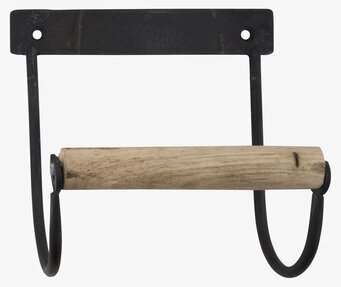 Bild av rustik toalettpappershållare i metall och trä