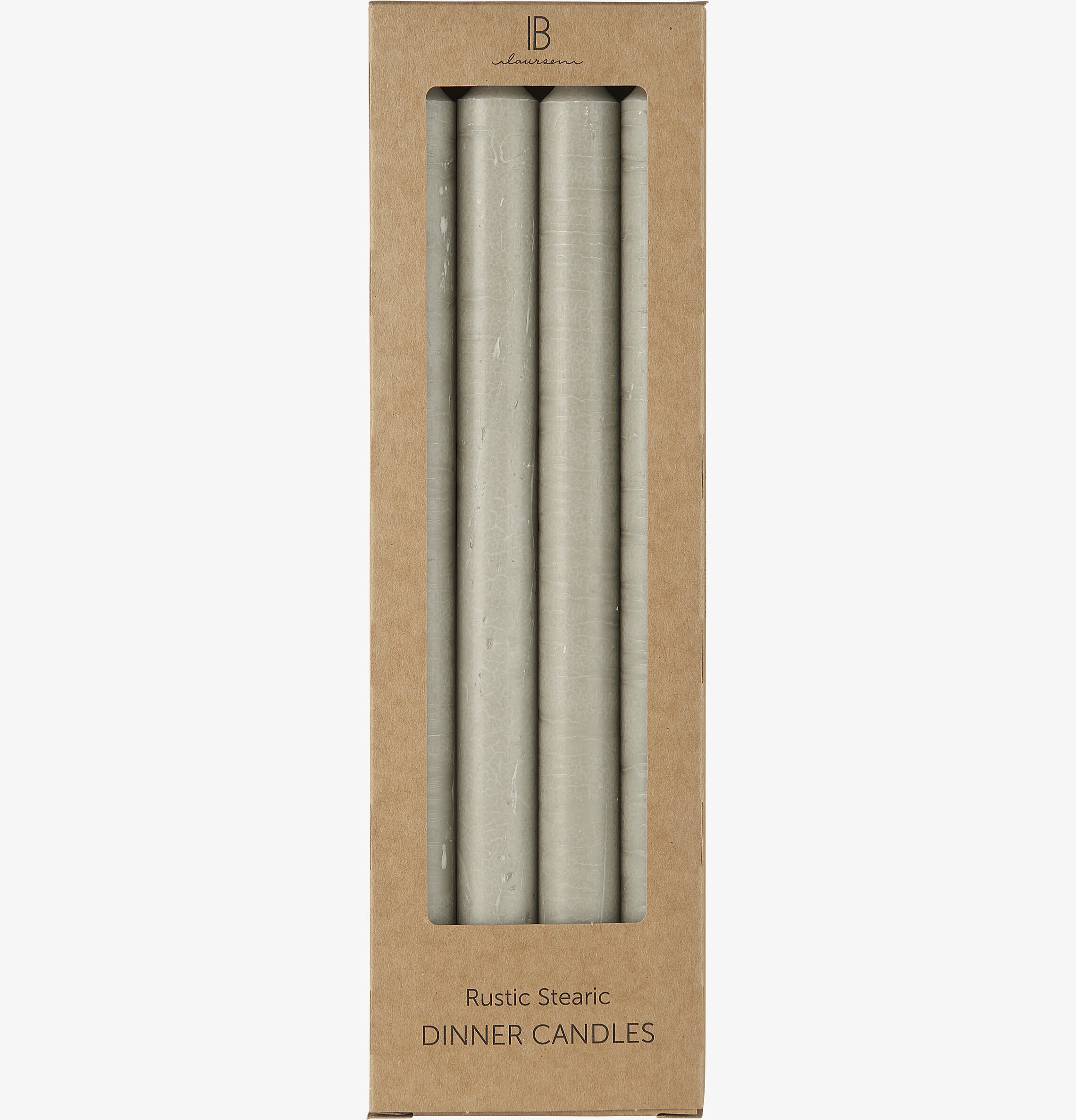 Stearinljus Askgrå Set/4 från IB Laursen i kartongförpackning