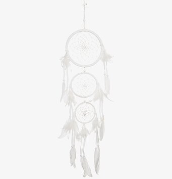 Foto av en vacker vit drömfångare med tre cirklar