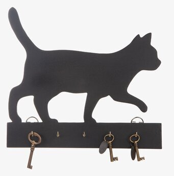 Bild av dekorativ väggmonterad hängare med kattmotiv