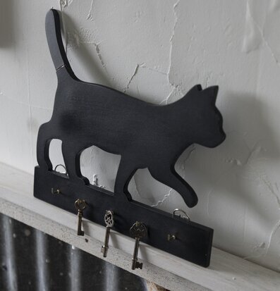 Foto av kattformad väggmonterad hängare med krokar