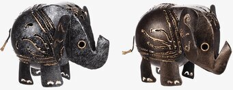 Bild av dekorativa smideselefanter med intrikata mönster