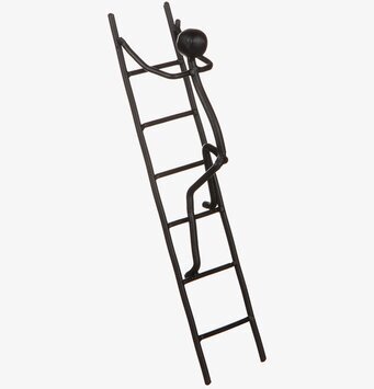 Bild av stilren skulptur i smide med klättrande figur