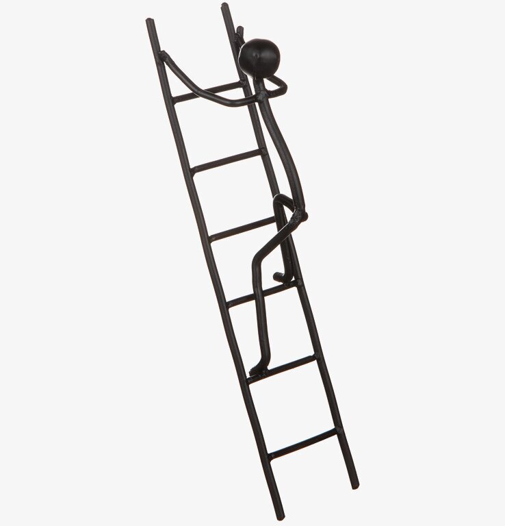 Bild av stilren skulptur i smide med klättrande figur