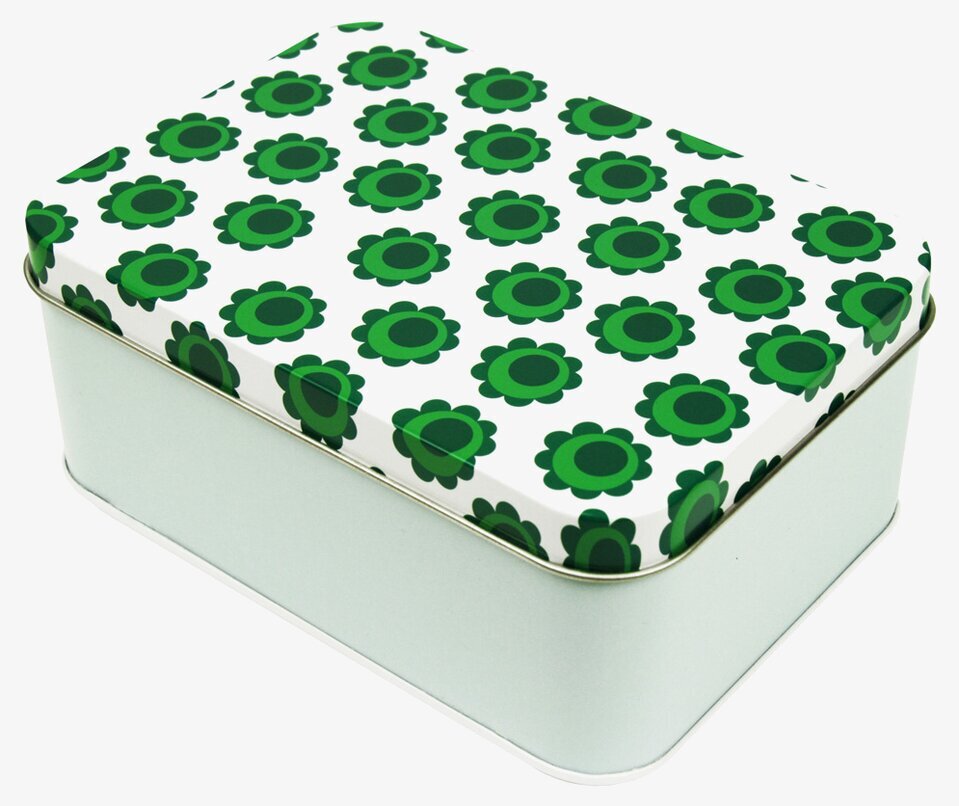 Bild av stilren och funktionell förvaringsbox med blommor