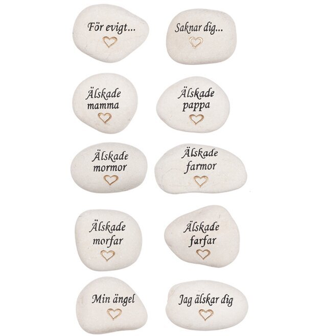 Vit Sten Med Graverad Text - Guld från Different Design
