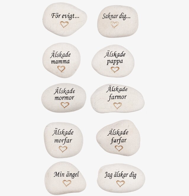 Vit Sten Med Graverad Text - Guld från Different Design