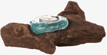 Bild av unik glaslykta med rustik trädrotsdesign