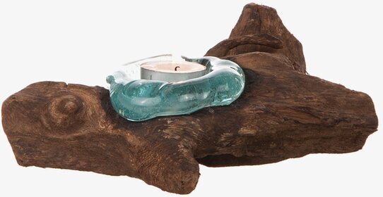 Bild av unik glaslykta med rustik trädrotsdesign