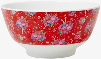 Foto av festlig skål med juldesign och blommönster