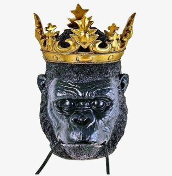 Bild av unik vägglampa med gorillahuvud och krona