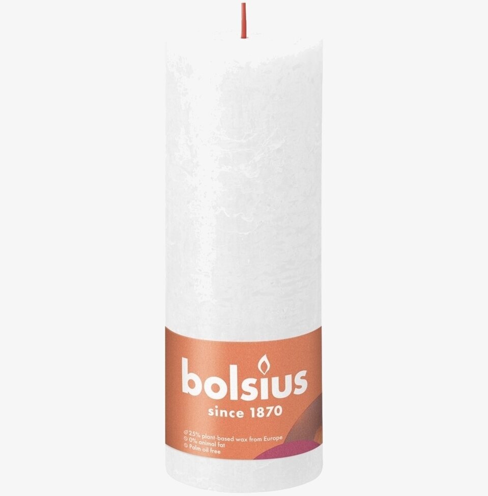 Blockljus 19cm Cloudy White från Bolsius på vit bakgrund