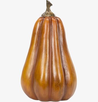 Bild av avlång pumpa i höstfärger med stiliserad stjälk