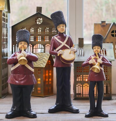 Bild av musikanter och metallhus i vintage stil