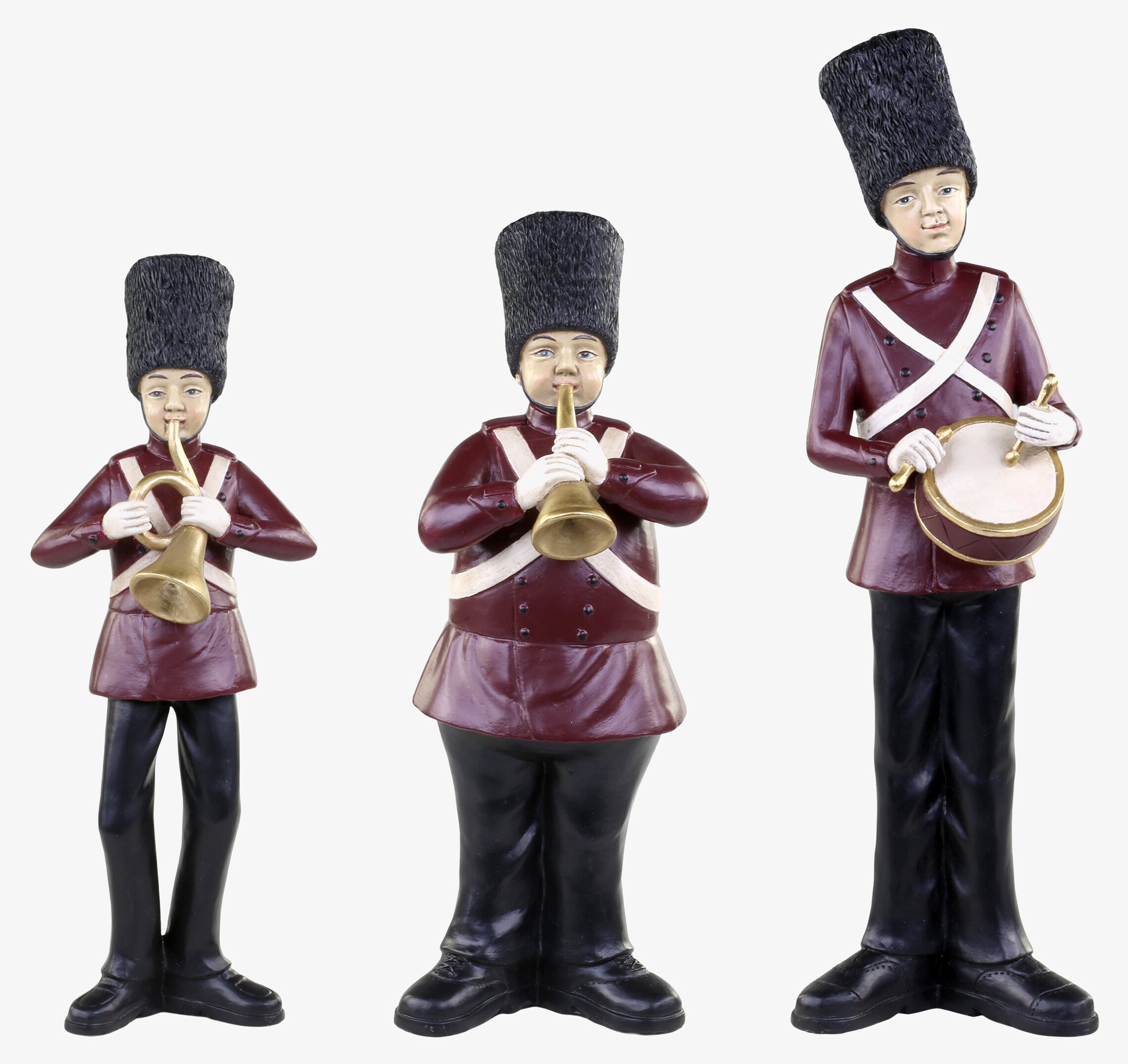 Foto av tre orkestermedlemmar i nostalgiska uniformer