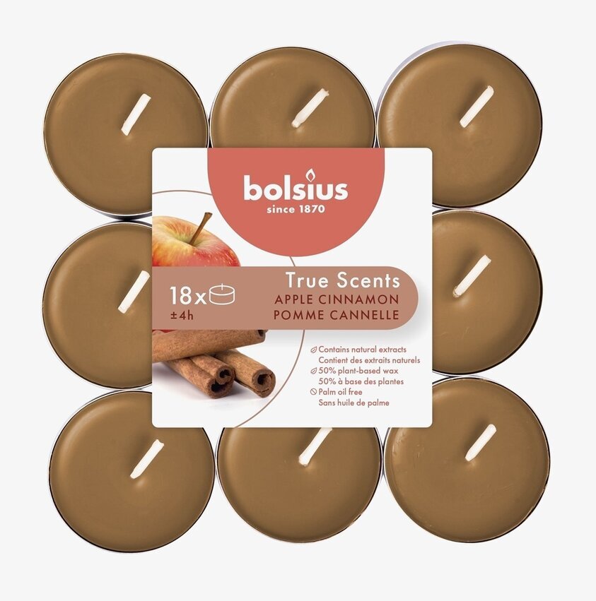 Bolsius Doftljus True Scents - Äpple & Kanel, 18 värmeljus