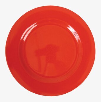 Bild av livfull röd assiett i hållbart melaminmaterial