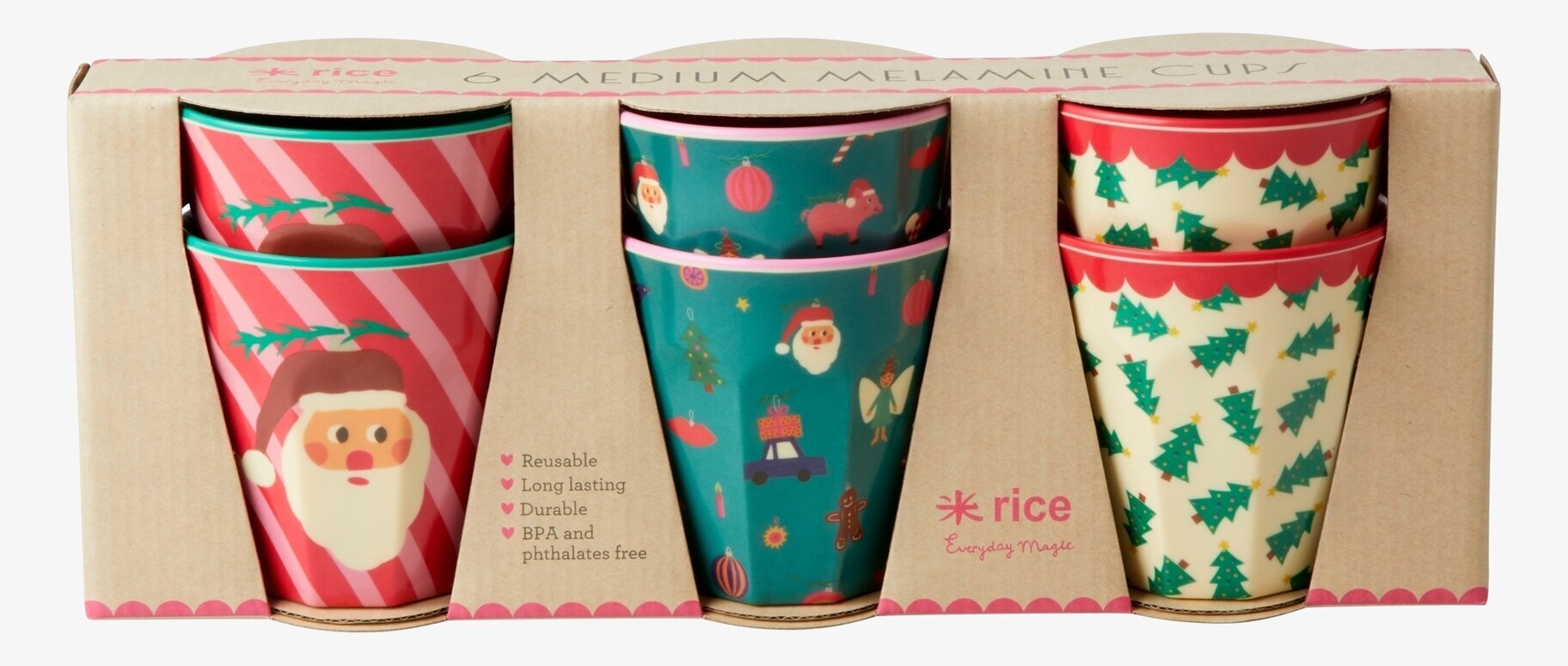 Muggar Medium 6-Pack Xmas Print från Rice med julmotiv