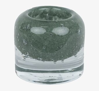 Bild av elegant och tidlös ljuskopp i mossgrönt glas