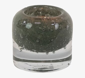 Bild av elegant ljuskopp i mossgrönt glasarbete