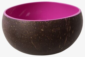 Bild av dekorativ och funktionell kokosnötsskål rosa