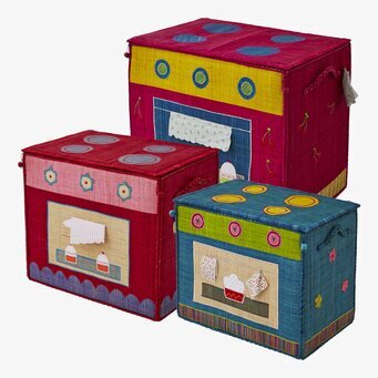 Bild av färgglada köksinspirerade förvaringskorgar