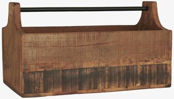 Bild av rustik trälåda med järnhandtag för hemmet