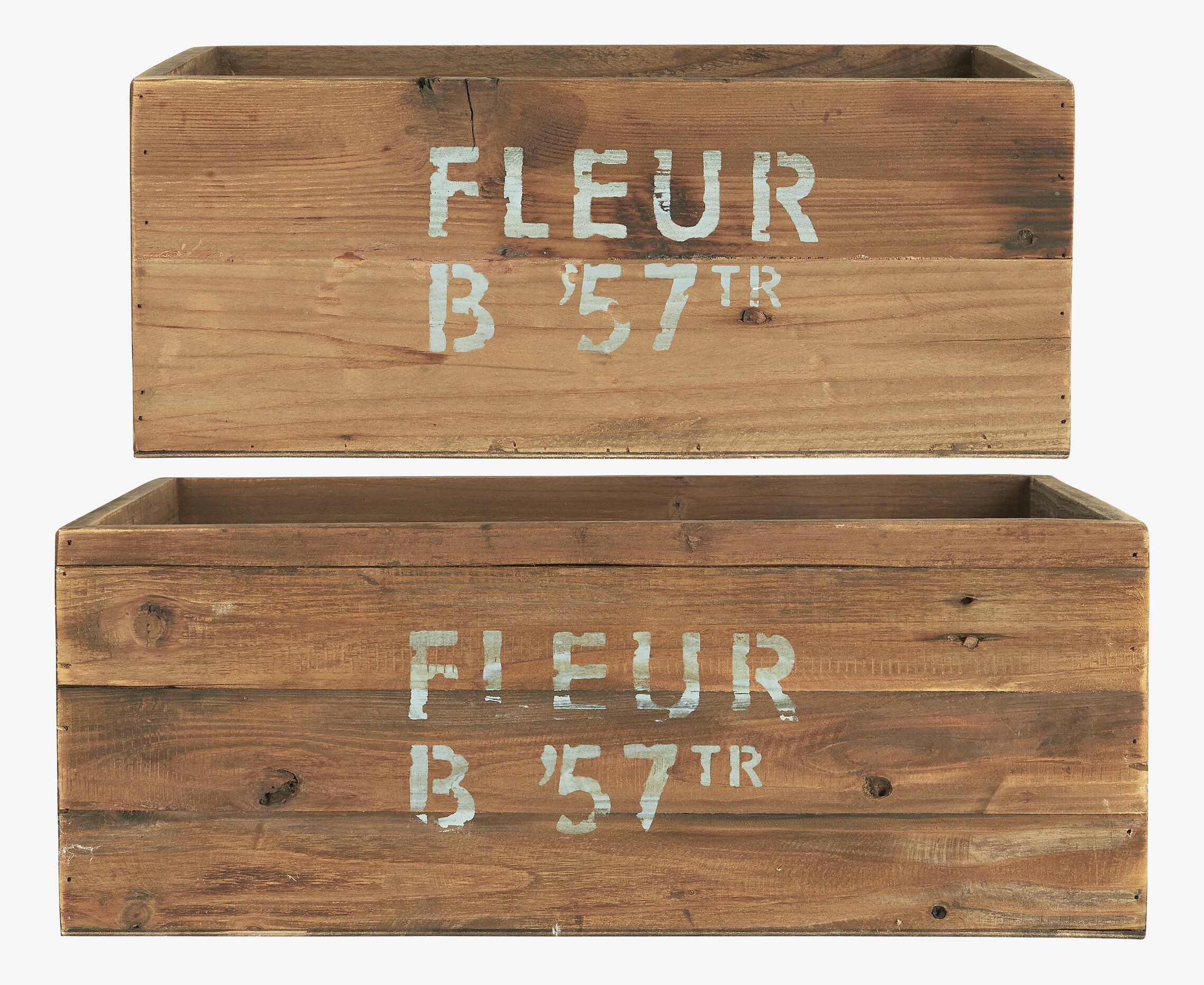 Trälåda Fleur från IB Laursen i rustikt trä med vit text