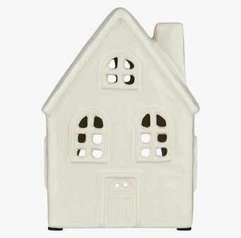 Bild av krämfärgad ljuslykta i form av ett hus