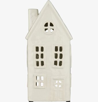 Bild av charmig ljuslykta i form av ett litet hus