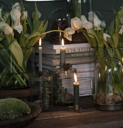 Bild av harmonisk inredning med ljus och växter