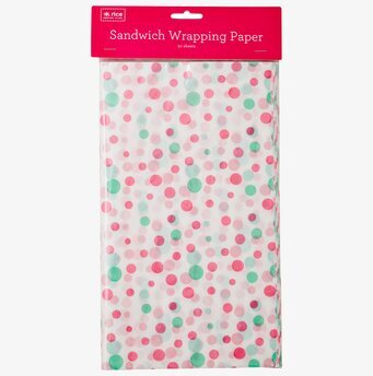 Foto av färgglatt smörgåspapper med prickmönster