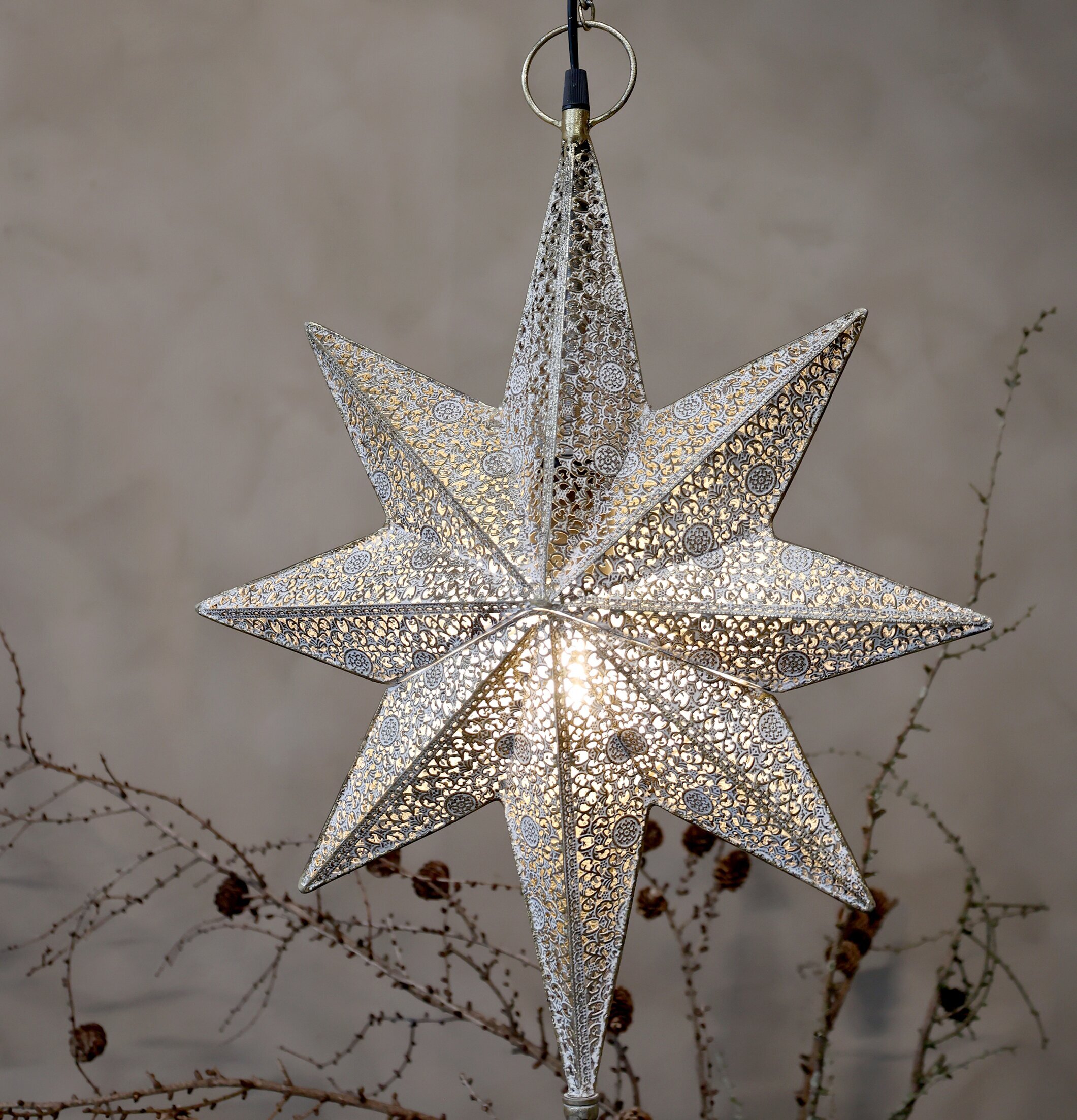 Trådlampa Stjärna Antik Mässing från Chic Antique hänger