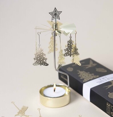 Bild av ett elegant snurrande änglaspel med årstider