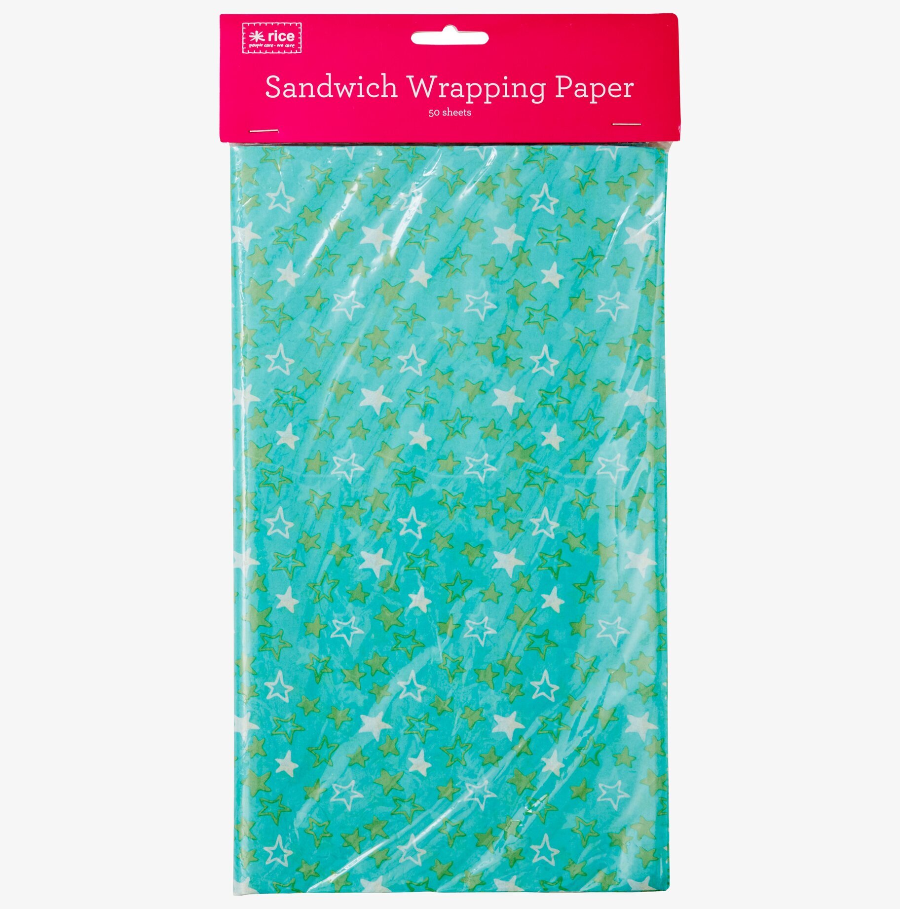 Smörgåspapper Grön Stjärnor från Rice med gröna och vita stjärnor