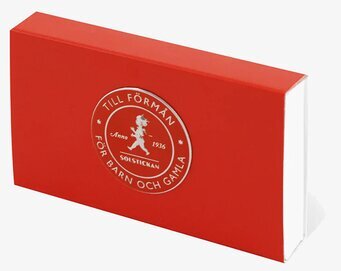 Bild av ikonisk tändsticksask med minimalistisk design